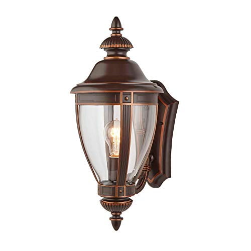 Patio or Décor Garage Waterproof Outdoor Up-Facing Exterior Light for Front Door NOMA Four-Sided Outdoor Wall Lantern Backyard Bronze Finish with Clear Glass Panels 